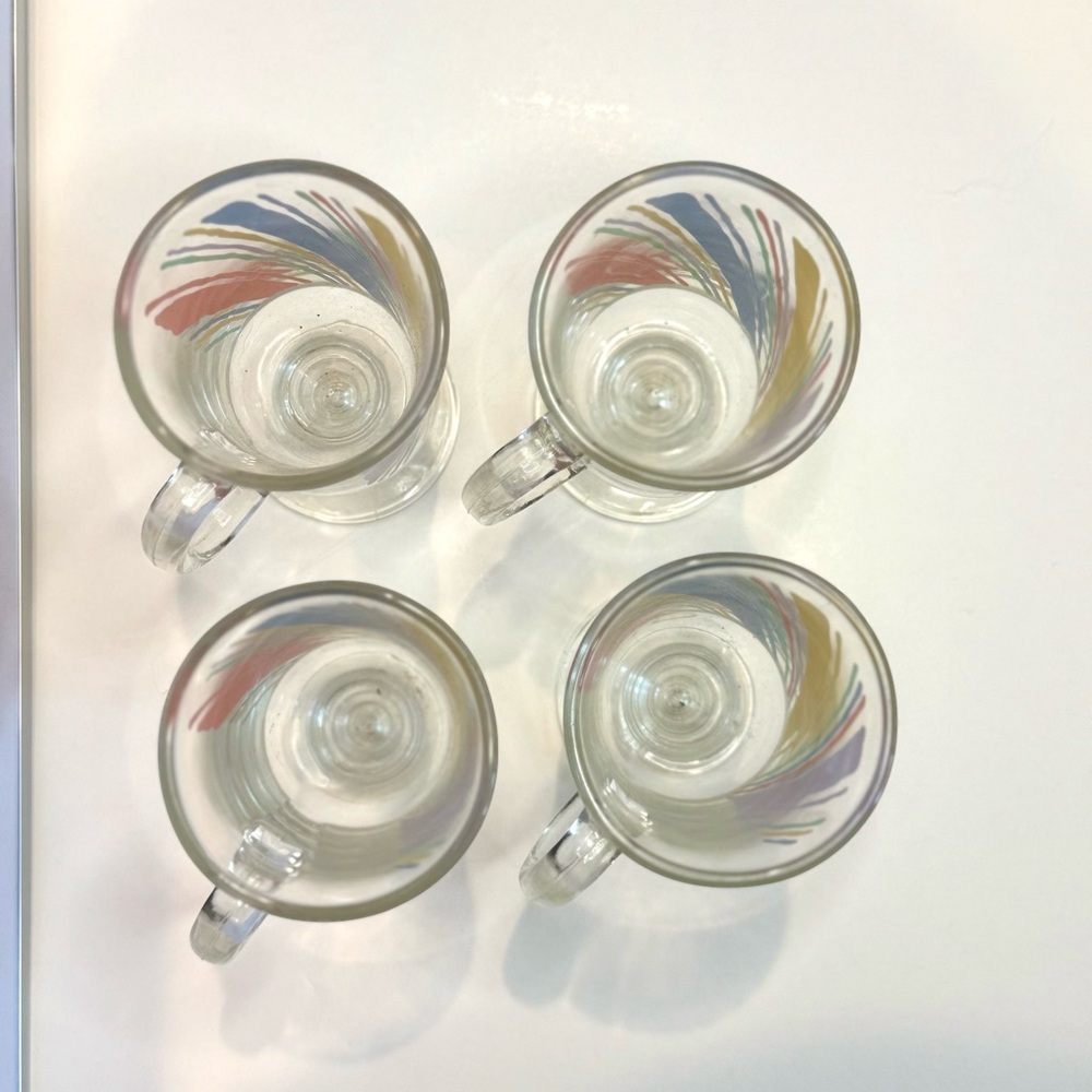Vintage Colorful Striped Glass Mugs Set of 4 - Picture 3 of 6